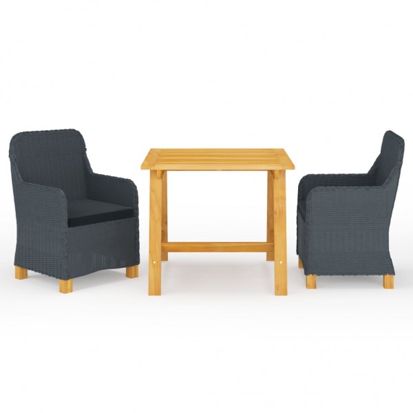 Juego de comedor para jardín 3 piezas gris oscuro D