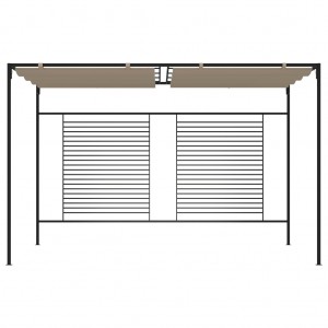 Gazebo c/ telhado retrátil 3x4x2.3 m 180 g/m² cinza-acastanhado H