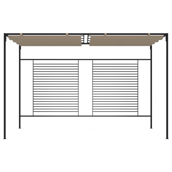 Gazebo c/ telhado retrátil 3x4x2.3 m 180 g/m² cinza-acastanhado M 2