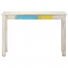 Mesa consola de madera de mango rugosa blanca 115x35x77 cm 2