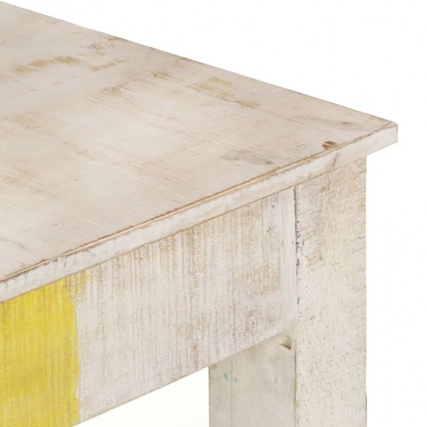 Mesa consola 115x35x77 cm madeira de mangueira áspera branco M 4