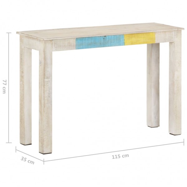 Mesa consola de madera de mango rugosa blanca 115x35x77 cm M 5