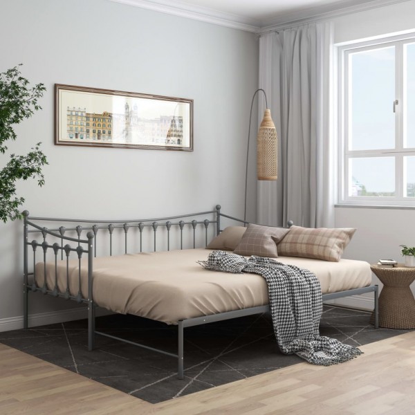 Estructura de sofá cama extraíble de metal gris 90x200 cm D