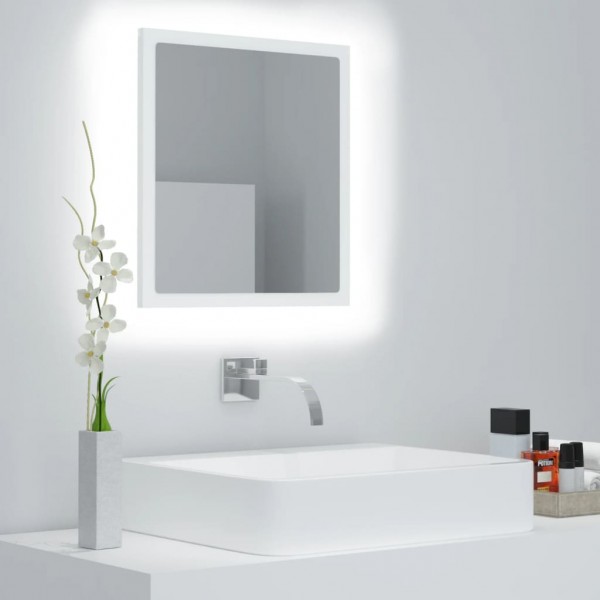 Espejo de baño LED acrílico blanco 40x8.5x37 cm D