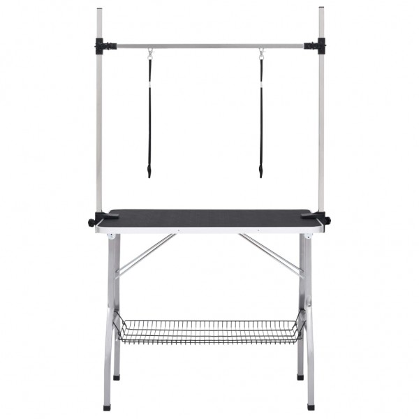 Mesa de grooming ajustável para cães com 2 laços e cesto M 3