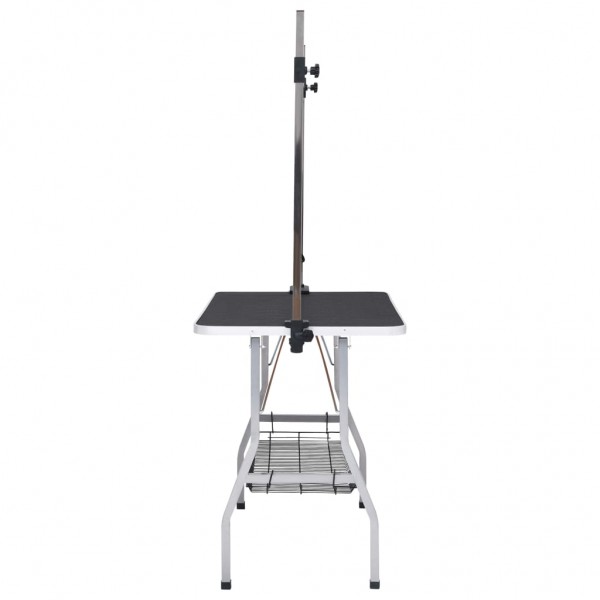 Mesa de grooming ajustável para cães com 2 laços e cesto M 4