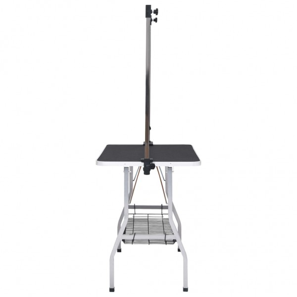 Mesa de grooming ajustável para cães com 2 laços e cesto M 4