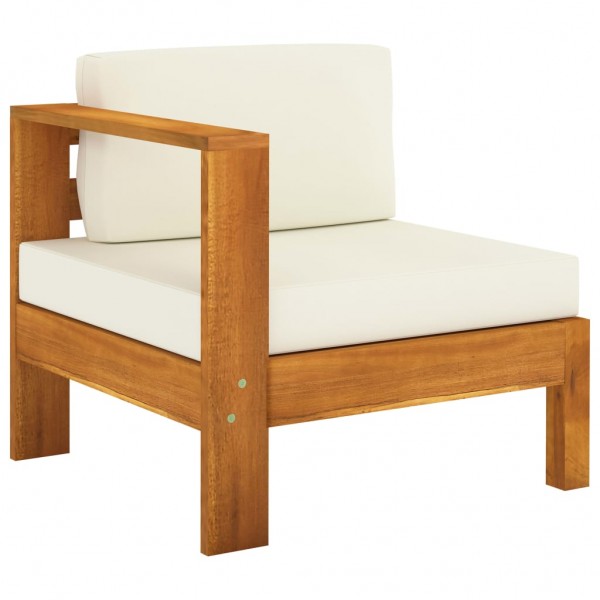 Muebles de jardín 7 pzas cojines blanco crema madera de acacia M 2