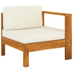 Muebles de jardín 8 pzas cojines blanco crema madera de acacia H
