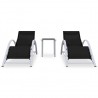 Espreguiçadeiras com mesa 2 pcs alumínio preto 2