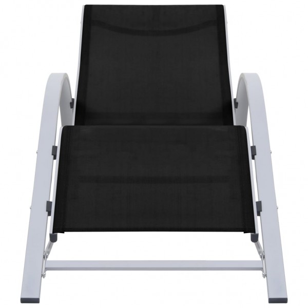 Espreguiçadeiras com mesa 2 pcs alumínio preto M 3