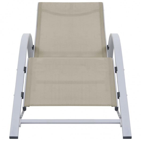 Espreguiçadeiras com mesa 2 pcs alumínio cor creme M 4