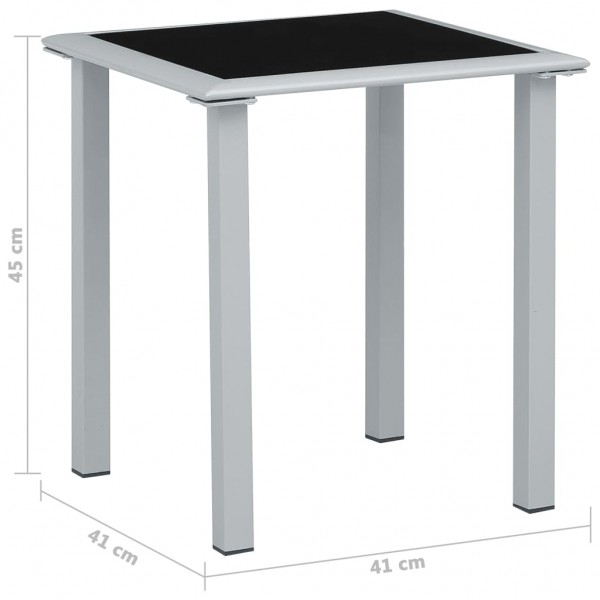 Mesa de jardim 41x41x45 cm aço prateado e vidro preto M 4