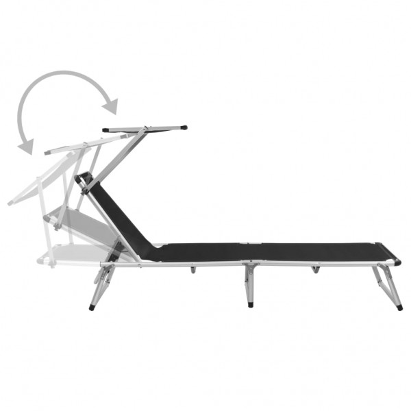 Tumbonas plegables con toldo 2 uds aluminio y textilene negro M 5