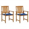Cadeiras de jardim com almofadões 2 pcs acácia maciça 1