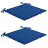 Sillas de jardín 2 uds madera de teca con cojines azul royal 5