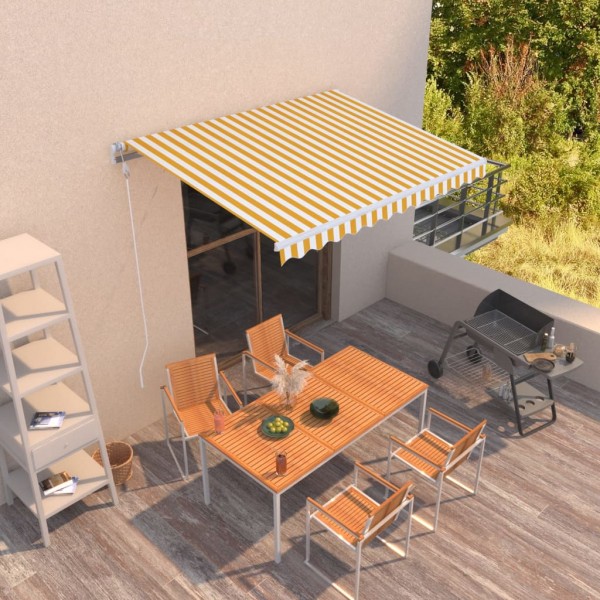 Toldo retráctil automático amarillo y blanco 350x250 cm D