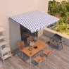 Toldo retrátil manual 400x350 cm azul e branco 1