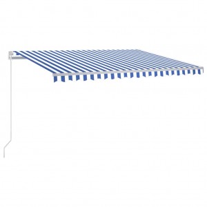 Toldo retrátil manual com LED 400x350 cm azul e branco H