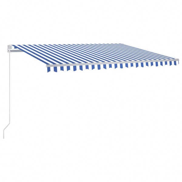 Toldo retrátil manual com LED 400x350 cm azul e branco M 2