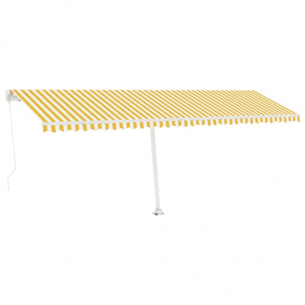 Toldo retrátil manual com LED 600x350 cm amarelo e branco M 2