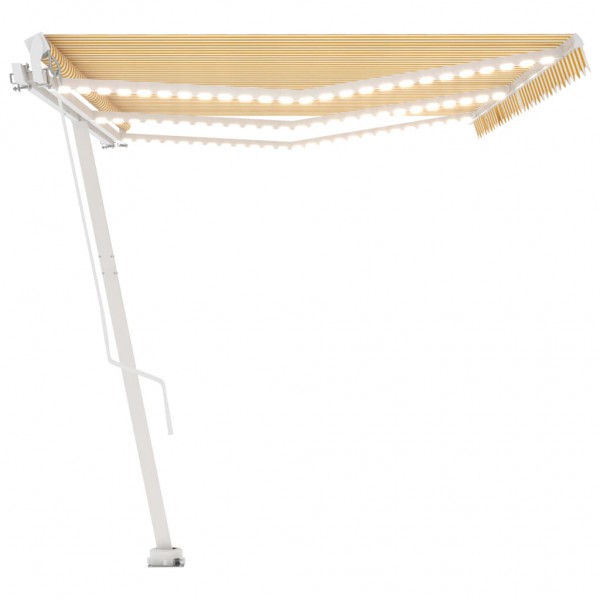 Toldo retrátil manual com LED 600x350 cm amarelo e branco M 4