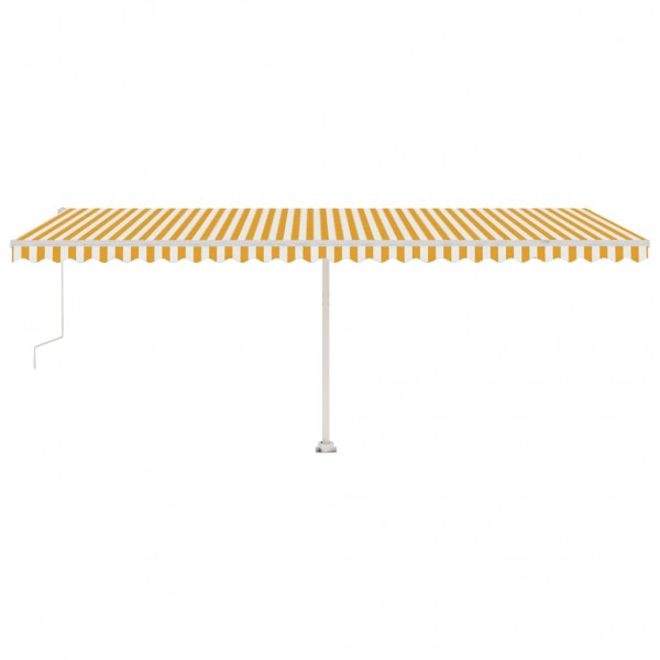 Toldo autom. LED e sensor de vento 600x350 cm amarelo/branco M 3