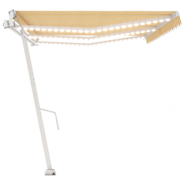 Toldo autom. LED e sensor de vento 600x350 cm amarelo/branco M 4