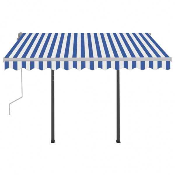 Toldo automático retráctil con postes azul y blanco 3x2.5 m M 4