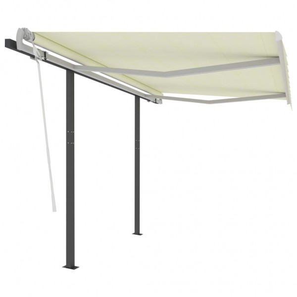 Toldo automático retráctil con postes color crema 3x2.5 m D