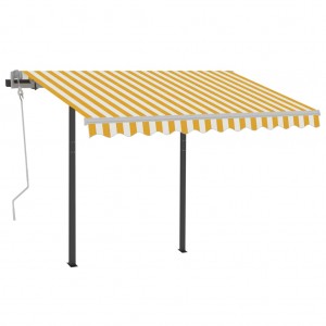Toldo retrátil automático com postes 3x2.5 m amarelo e branco H