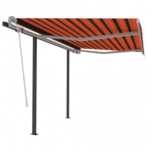 Toldo automático retráctil con postes naranja y marrón 3x2.5 m D