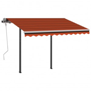 Toldo retrátil automático com postes 3x2.5 m laranja e castanho H