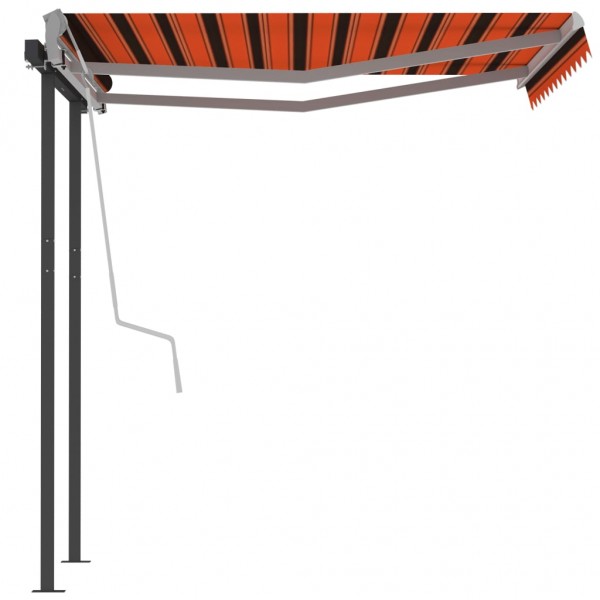 Toldo retrátil automático com postes 3x2.5 m laranja e castanho M 5