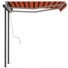 Toldo retrátil automático com postes 3x2.5 m laranja e castanho 5