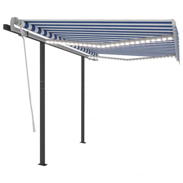 Toldo manual retráctil con LED azul y blanco 3.5x2.5 m D