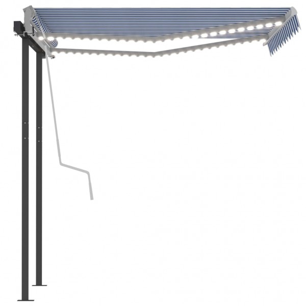 Toldo manual retráctil con LED azul y blanco 3.5x2.5 m M 5