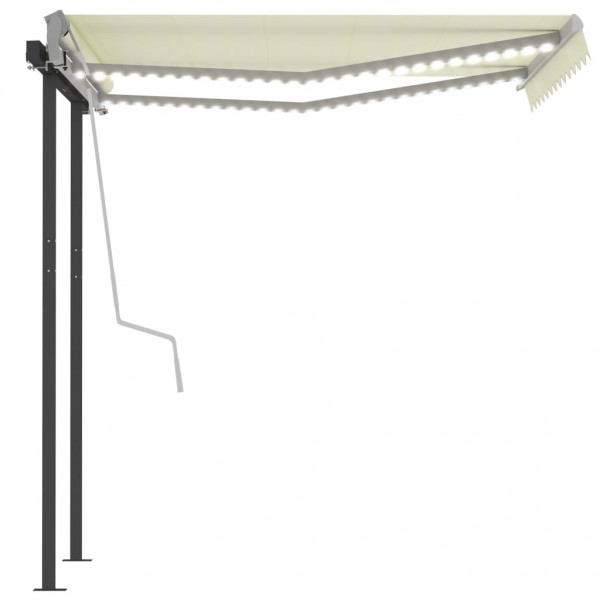 Toldo manual retráctil con LED color crema 3.5x2.5 m M 5
