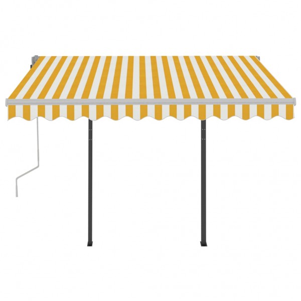 Toldo automático retráctil con postes amarillo blanco 3.5x2.5 m M 4