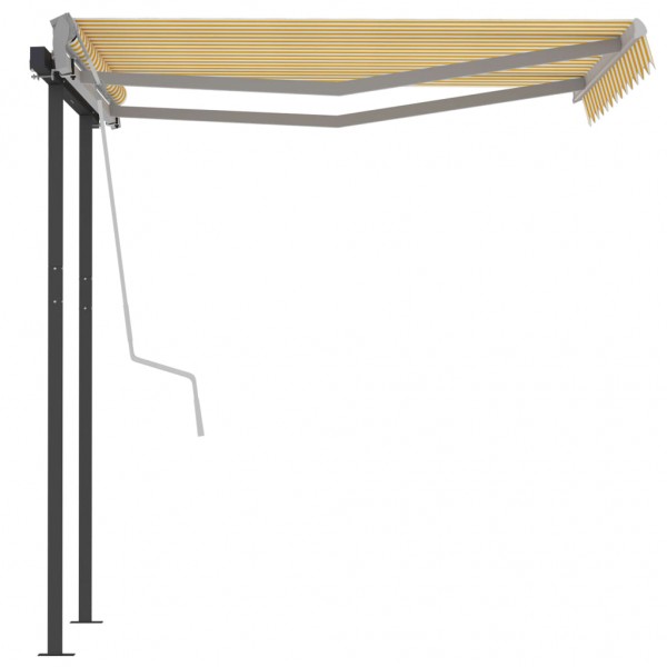 Toldo retrátil automático com postes 3.5x2.5 m amarelo e branco M 5