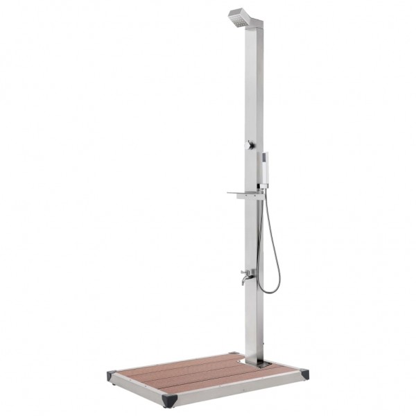 Ducha de jardín con base marrón 225 cm acero inoxidable D