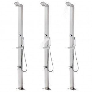 Ducha de jardín con base gris 225 cm acero inoxidable H