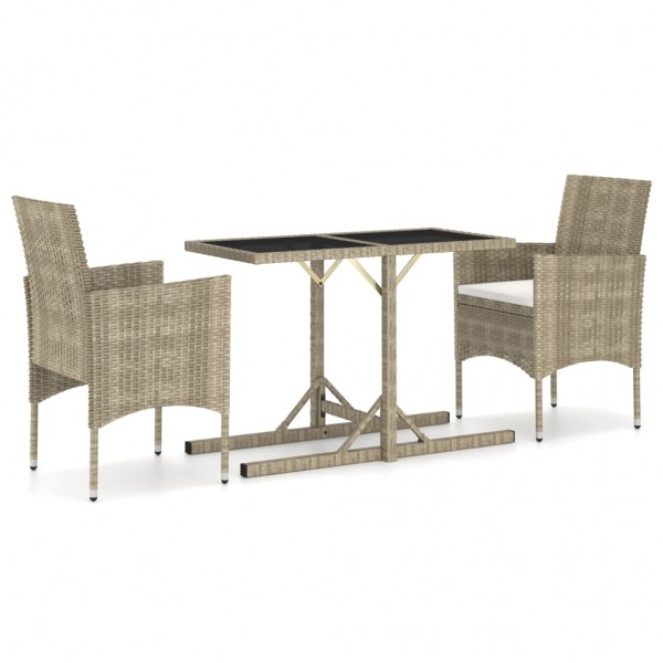 Juego de comedor para jardín 3 piezas beige D