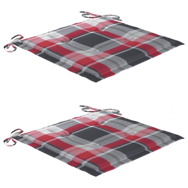 Cojines de silla de jardín 2 uds tela a cuadros rojo 40x40x3 cm D