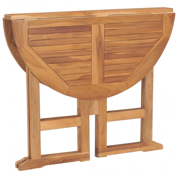 Mesa de jantar para jardim dobrável Ø90x75 cm teca maciça M 5