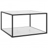 Mesa de centro 90x90x50 cm preto com vidro marmorizado branco 1