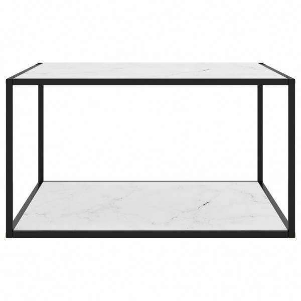 Mesa de centro negra con vidrio de mármol blanco 90x90x50 cm M 2