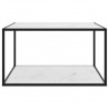 Mesa de centro negra con vidrio de mármol blanco 90x90x50 cm 2