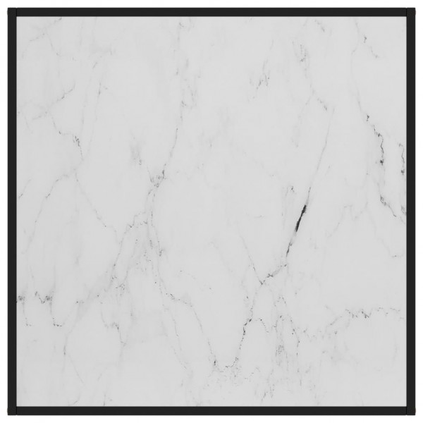 Mesa de centro negra con vidrio de mármol blanco 90x90x50 cm M 3