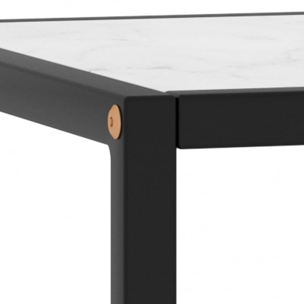Mesa de centro 90x90x50 cm preto com vidro marmorizado branco M 4